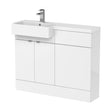[BFDY150] Alrewas Contemporary 2 Door Left-Hand Floor Standing Combination Unit with Polymarble Basin, Gloss White, 1100mm - Cutout