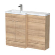 [BFDY3002] Alrewas Contemporary 2 Door Left-Hand Floor Standing Combination Unit with Basin, Bleached Oak, 1100mm - Cutout
