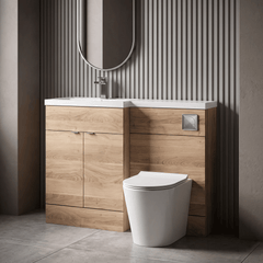 [BFDY3002] Alrewas Contemporary 2 Door Left-Hand Floor Standing Combination Unit with Basin, Bleached Oak, 1100mm - Lifestyle 1