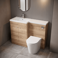 [BFDY3002] Alrewas Contemporary 2 Door Left-Hand Floor Standing Combination Unit with Basin, Bleached Oak, 1100mm - Lifestyle 2