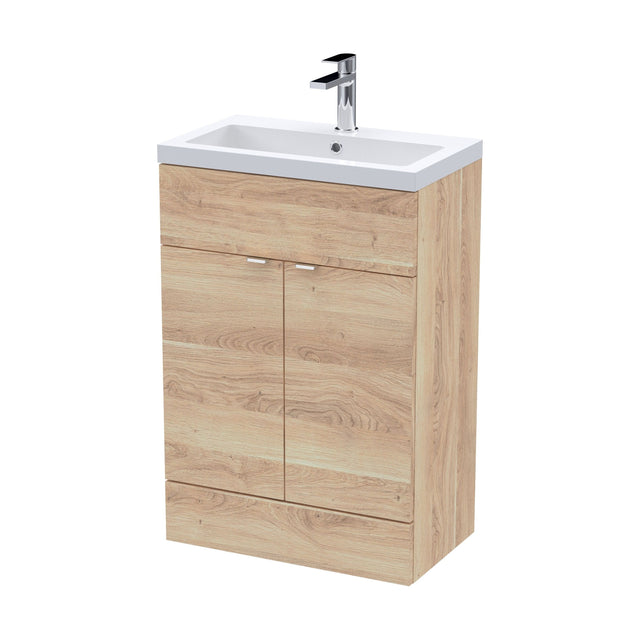 [BFDY3007A] Alrewas Contemporary 2 Door Floor Standing Vanity Unit with Basin, Bleached Oak, 600mm - Cutout