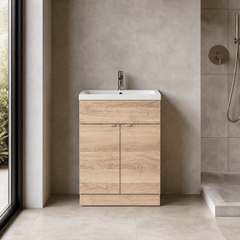 [BFDY3007A] Alrewas Contemporary 2 Door Floor Standing Vanity Unit with Basin, 600mm, Choice of Colour - Silo
