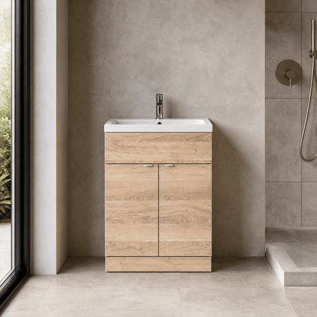 [BFDY3007A] Alrewas Contemporary 2 Door Floor Standing Vanity Unit with Basin, 600mm, Choice of Colour - Silo