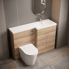 [BFDY3010] Alrewas Contemporary 2 Door Right-Hand Floor Standing Combination Unit with Basin, Bleached Oak, 1200mm - Lifestyle 2