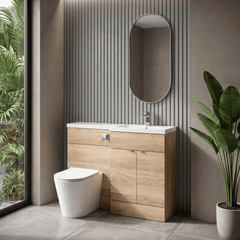 [BFDY3010] Alrewas Contemporary 2 Door Right-Hand Floor Standing Combination Unit with Basin, Bleached Oak, 1200mm - Lifestyle 3