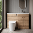 [BFDY3010] Alrewas Contemporary 2 Door Right-Hand Floor Standing Combination Unit with Basin, Bleached Oak, 1200mm - Silo