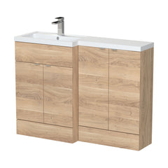 [BFDY3011] Alrewas Contemporary 2 Door Left-Hand Floor Standing Combination Unit with Basin, Bleached Oak, 1200mm - Cutout