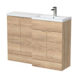 [BFDY3012] Alrewas Contemporary 2 Door Right-Hand Floor Standing Combination Unit with Basin, Bleached Oak, 1200mm - Cutout
