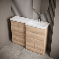 [BFDY3012] Alrewas Contemporary 2 Door Right-Hand Floor Standing Combination Unit with Basin, Bleached Oak, 1200mm - Lifestyle 2