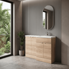 [BFDY3012] Alrewas Contemporary 2 Door Right-Hand Floor Standing Combination Unit with Basin, Bleached Oak, 1200mm - Lifestyle 3