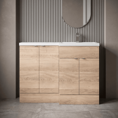 [BFDY3012] Alrewas Contemporary 2 Door Right-Hand Floor Standing Combination Unit with Basin, Bleached Oak, 1200mm - Silo