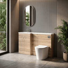 [BFDY3013] Alrewas Contemporary 2 Door Left-Hand Floor Standing Combination Unit with Basin, Bleached Oak, 1500mm - Lifestyle 3