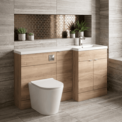 [BFDY3014] Alrewas Contemporary 2 Door Right-Hand Floor Standing Combination Unit with Basin, Bleached Oak, 1500mm - Lifestyle 1