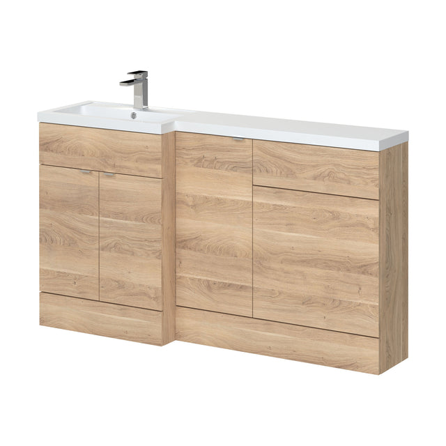 [BFDY3015] Alrewas Contemporary 2 Door Left-Hand Floor Standing Combination Unit with Basin, Bleached Oak, 1500mm - Cutout