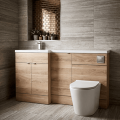 [BFDY3015] Alrewas Contemporary 2 Door Left-Hand Floor Standing Combination Unit with Basin, Bleached Oak, 1500mm - Lifestyle 1