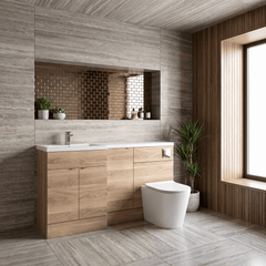[BFDY3015] Alrewas Contemporary 2 Door Left-Hand Floor Standing Combination Unit with Basin, Bleached Oak, 1500mm - Lifestyle 3
