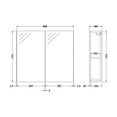 [BFDY3019] 800 Mirror Unit 50/50 - Technical Drawing