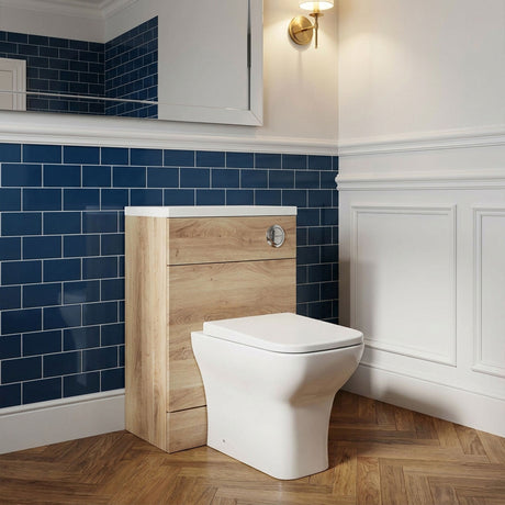 [BFDY3020] Alrewas Contemporary Floor Standing WC Unit with Worktop, Bleached Oak, 600mm - Silo