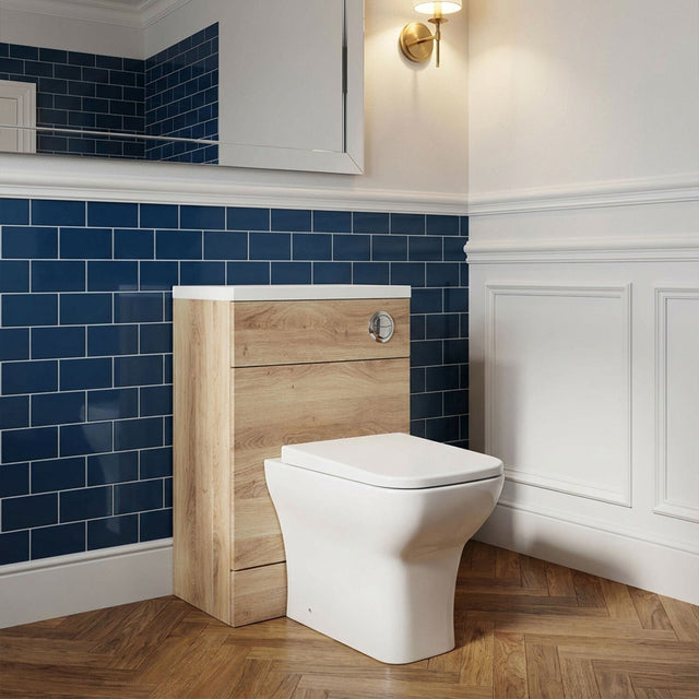[BFDY3020] Alrewas Contemporary Floor Standing WC Unit with Worktop, Bleached Oak, 600mm - Silo