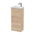 [BFDY3021] Alrewas Contemporary 1 Door Floor Standing Compact Vanity Unit with Basin, Bleached Oak, 400mm - Cutout