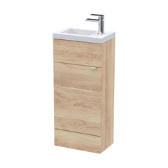 [BFDY3021] Alrewas Contemporary 1 Door Floor Standing Compact Vanity Unit with Basin, Bleached Oak, 400mm - Cutout
