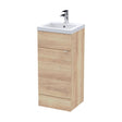 [BFDY3023] Alrewas Contemporary 1 Door Floor Standing Vanity Unit with Basin, Bleached Oak, 400mm - Cutout