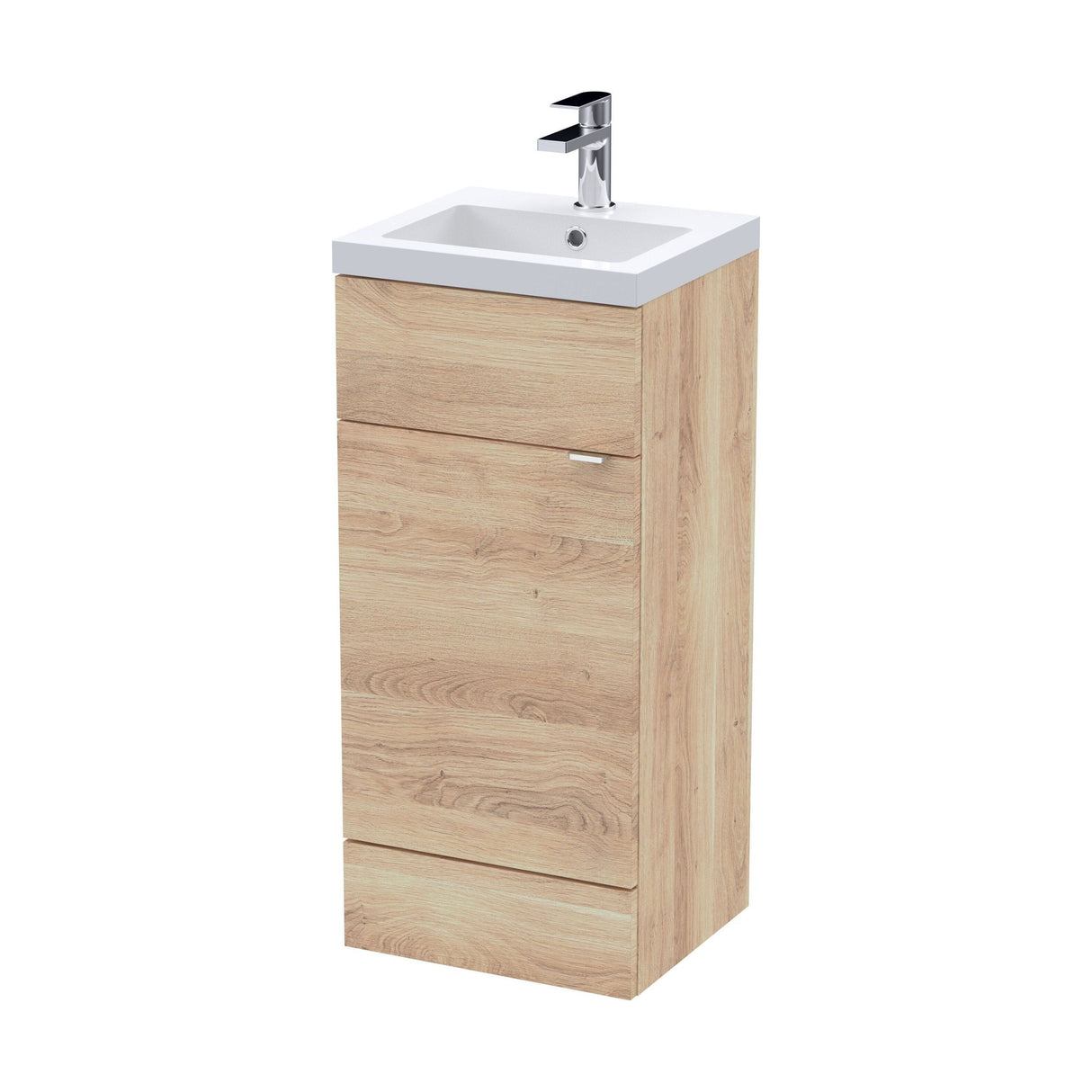 [BFDY3023] Alrewas Contemporary 1 Door Floor Standing Vanity Unit with Basin, Bleached Oak, 400mm - Cutout
