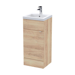 [BFDY3023] Alrewas Contemporary 1 Door Floor Standing Vanity Unit with Basin, Bleached Oak, 400mm - Cutout