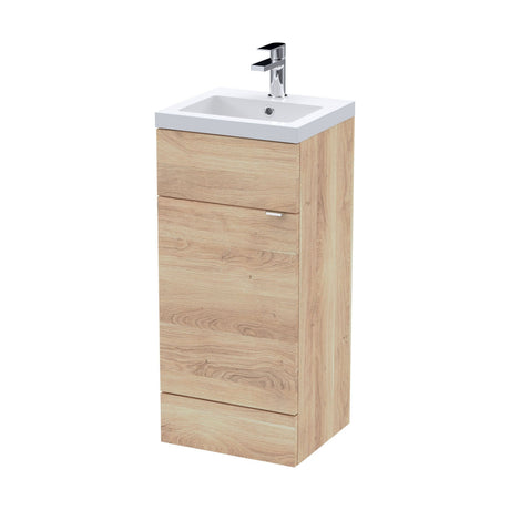 [BFDY3023] Alrewas Contemporary 1 Door Floor Standing Vanity Unit with Basin, Bleached Oak, 400mm - Cutout