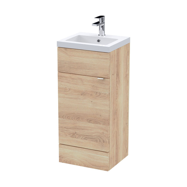 [BFDY3023] Alrewas Contemporary 1 Door Floor Standing Vanity Unit with Basin, Bleached Oak, 400mm - Cutout