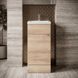 [BFDY3023] Alrewas Contemporary 1 Door Floor Standing Vanity Unit with Basin, Bleached Oak, 400mm - Silo