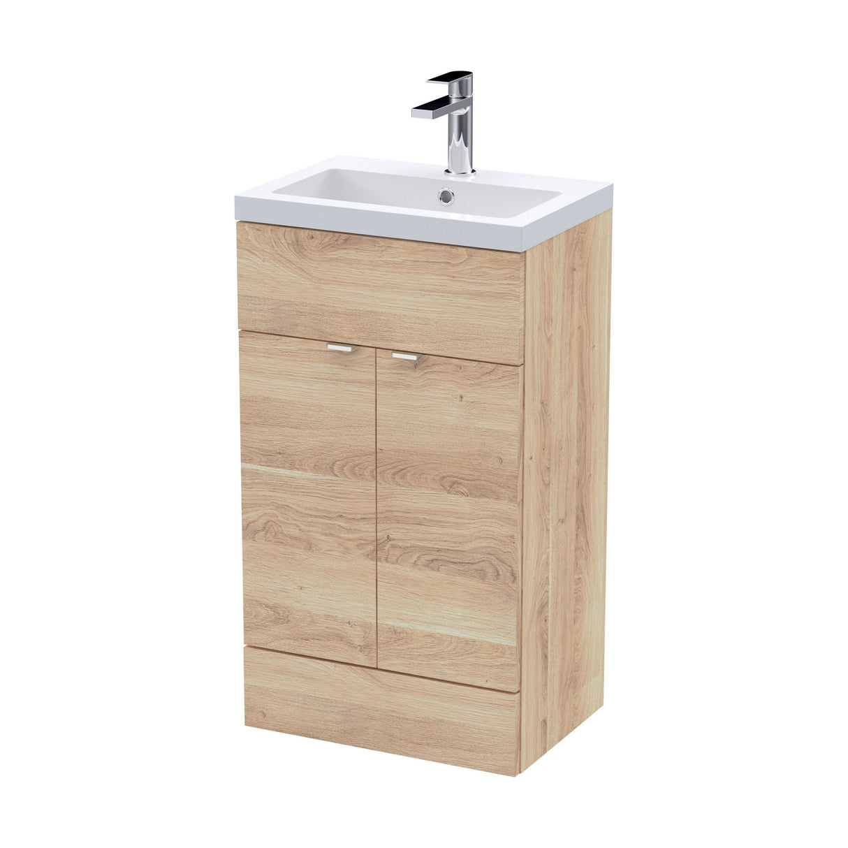 [BFDY3024A] Alrewas Contemporary 2 Door Floor Standing Vanity Unit with Basin, Bleached Oak, 500mm - Cutout