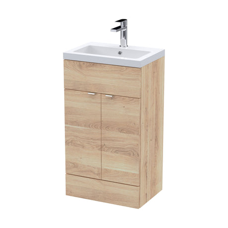 [BFDY3024A] Alrewas Contemporary 2 Door Floor Standing Vanity Unit with Basin, Bleached Oak, 500mm - Cutout