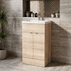 [BFDY3024A] Alrewas Contemporary 2 Door Floor Standing Vanity Unit with Basin, 500mm, Choice of Colour