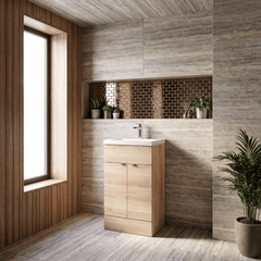 [BFDY3024A] Alrewas Contemporary 2 Door Floor Standing Vanity Unit with Basin, 500mm, Choice of Colour
