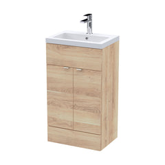 [BFDY3024] Alrewas Contemporary 2 Door Floor Standing Vanity Unit with Basin, Bleached Oak, 500mm - Cutout