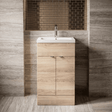 [BFDY3024] Alrewas Contemporary 2 Door Floor Standing Vanity Unit with Basin, Bleached Oak, 500mm - Silo