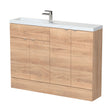 [BFDY3025] Alrewas Contemporary 2 Door Floor Standing Compact Combination Unit with Basin, Bleached Oak, 1200mm - Cutout