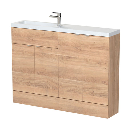 [BFDY3025] Alrewas Contemporary 2 Door Floor Standing Compact Combination Unit with Basin, Bleached Oak, 1200mm - Cutout