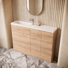 [BFDY3025] Alrewas Contemporary 2 Door Floor Standing Compact Combination Unit with Basin, Bleached Oak, 1200mm - Lifestyle 2