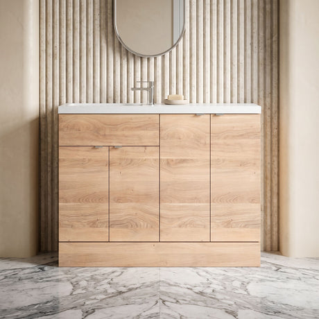 [BFDY3025] Alrewas Contemporary 2 Door Floor Standing Compact Combination Unit with Basin, Bleached Oak, 1200mm - Silo