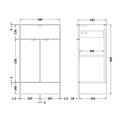 [BFDY3026] 500 Drawer-Line Base Unit Full Depth - Technical Drawing