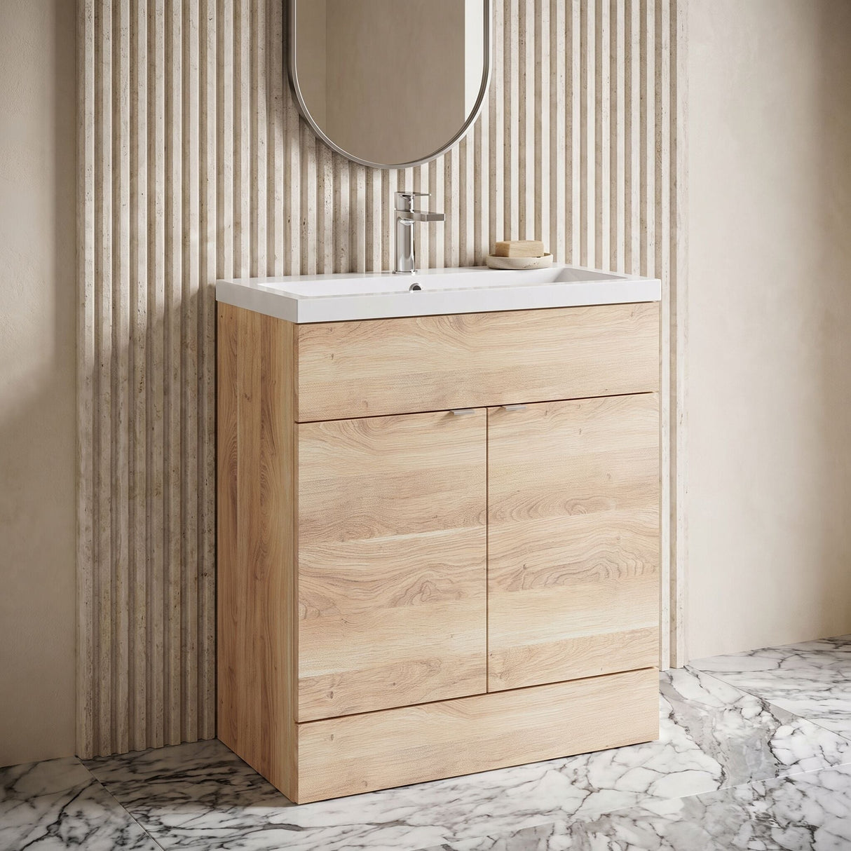 [BFDY3028A] Alrewas Contemporary 2 Door Floor Standing Vanity Unit with Basin, 800mm, Choice of Colour