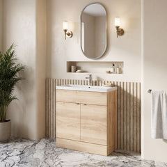 [BFDY3028A] Alrewas Contemporary 2 Door Floor Standing Vanity Unit with Basin, 800mm, Choice of Colour