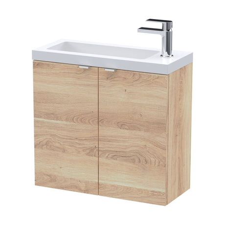 [BFDY3029] Alrewas Contemporary 2 Door Wall Hung Vanity Unit with Basin, Bleached Oak, 600mm - Cutout