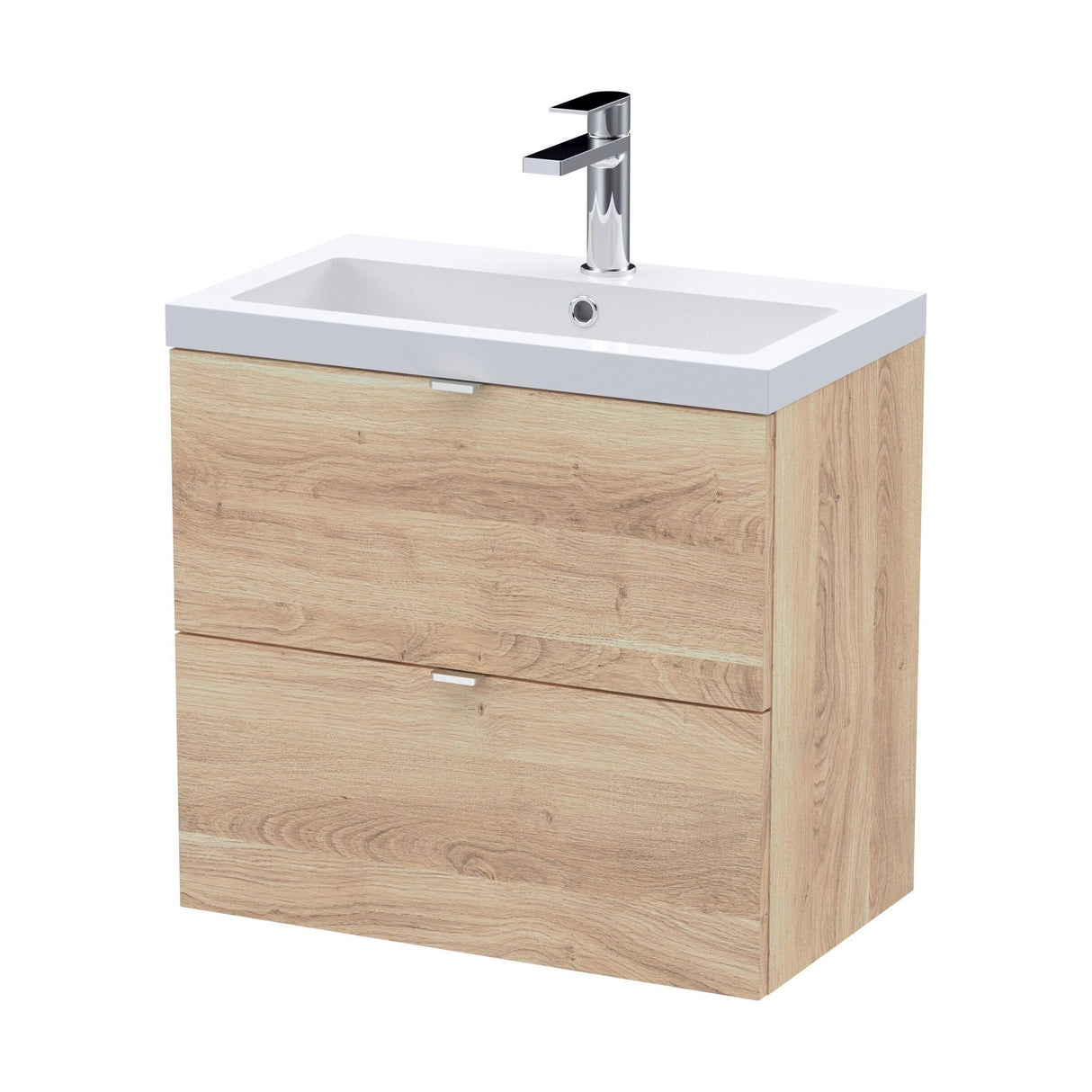 [BFDY3030A] Alrewas Contemporary 2 Drawer Wall Hung Vanity Unit with Basin, 600mm, Choice of Colour - Cutout