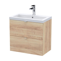 [BFDY3030A] Alrewas Contemporary 2 Drawer Wall Hung Vanity Unit with Basin, 600mm, Choice of Colour - Cutout