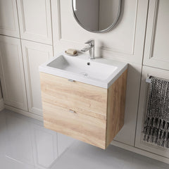 [BFDY3030A] Alrewas Contemporary 2 Drawer Wall Hung Vanity Unit with Basin, 600mm, Choice of Colour