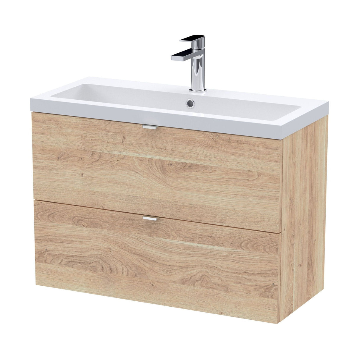 [BFDY3031A] Alrewas Contemporary 2 Drawer Wall Hung Vanity Unit with Basin, 800mm, Choice of Colour - Cutout