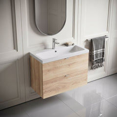 [BFDY3031A] Alrewas Contemporary 2 Drawer Wall Hung Vanity Unit with Basin, 800mm, Choice of Colour